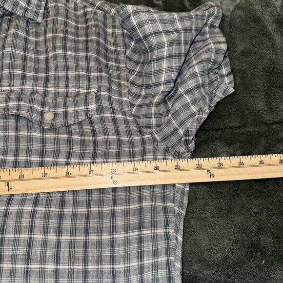 Pendleton Malone Shirt Mens Small Gray White Plaid Short Sleeve Linen Button-Up - Picture 6 of 7